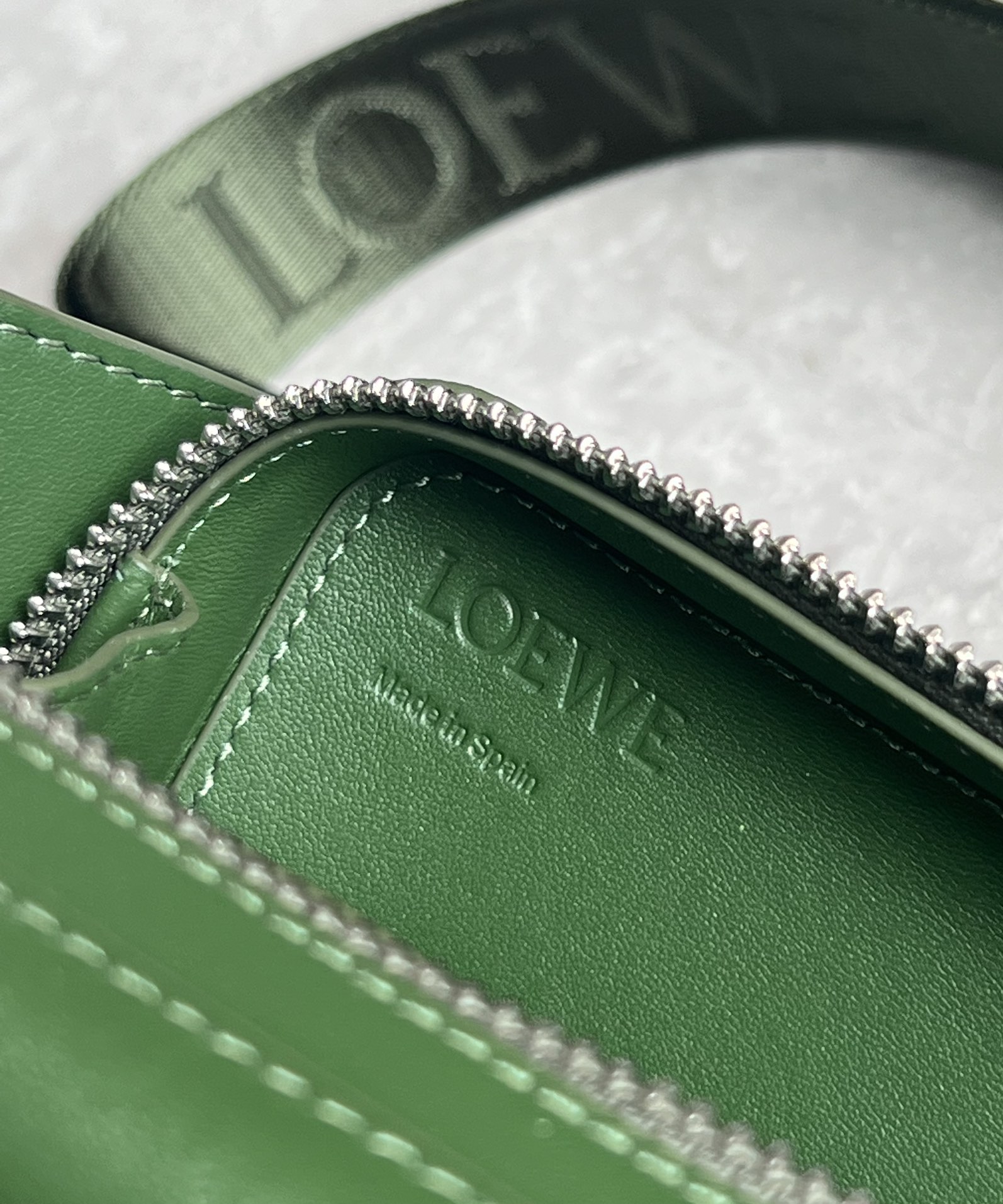 Loewe Molded Sling in Smooth Calfskin Green